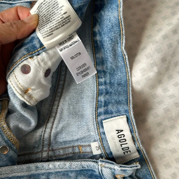 Agolde Distressed High Rise Waist Denim Parker Cut off Shorts